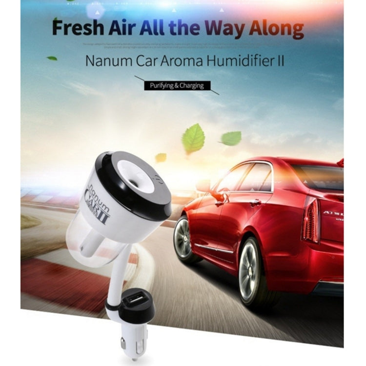 Nanum II 50mL Rotation Aromatherapy Air Purifier Humidifier with 2 USB Charger Ports for DC 12V Car Auto(Blue) - Air Purifier by PMC Jewellery | Online Shopping South Africa | PMC Jewellery | Buy Now Pay Later Mobicred