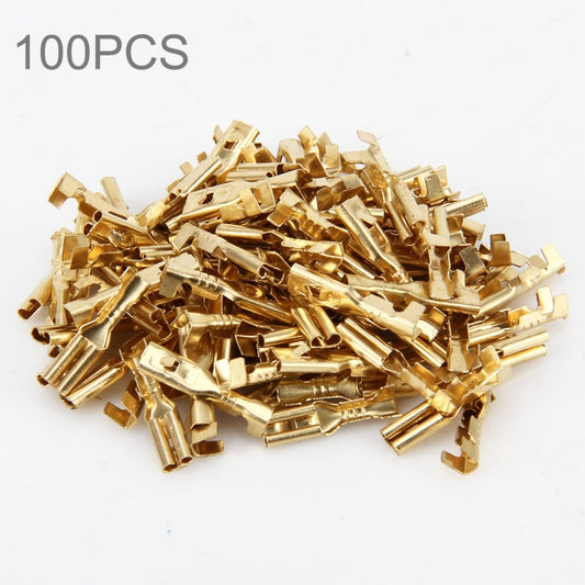 100 PCS 2.8mm Speaker Cable Spade Plug Connector Gold Plated Copper Speaker Cable Terminal - Booster Cable & Clip by PMC Jewellery | Online Shopping South Africa | PMC Jewellery