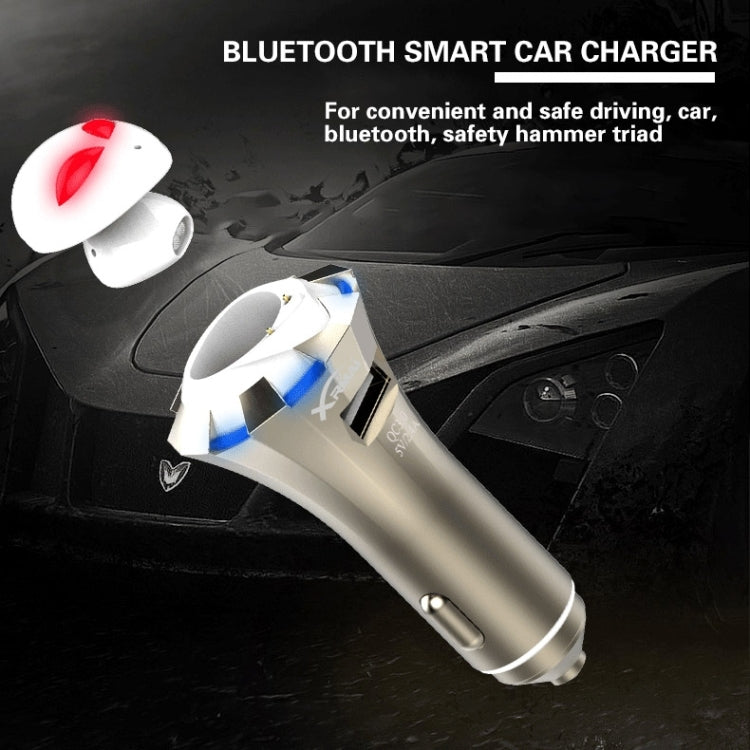 A8 3 in 1 Bluetooth Earphone & Safety Hammer & Car Charger, Support Hands-free Call & USB Quick Charger Function - Bluetooth Car Kits by PMC Jewellery | Online Shopping South Africa | PMC Jewellery | Buy Now Pay Later Mobicred