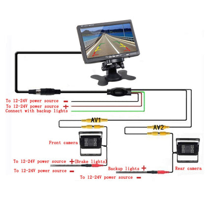 PZ-607-2 Wireless Vehicle Truck Dual Backup Camera and Monitor Infrared Night Vision Rear View Camera with 7 inch HD Monitor - Rear View Cameras by PMC Jewellery | Online Shopping South Africa | PMC Jewellery | Buy Now Pay Later Mobicred