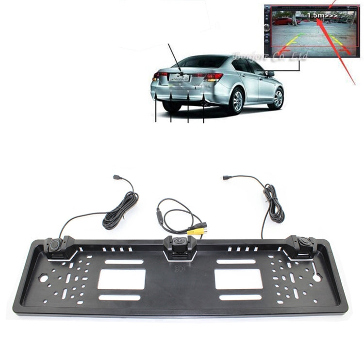 PZ600-L Europe Car License Plate Frame Rear View Camera Visual Rear View Parking System with 2 Reversing Radar Detector - Rear View Cameras by PMC Jewellery | Online Shopping South Africa | PMC Jewellery | Buy Now Pay Later Mobicred