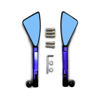 2 PCS Motorcycle Parts CNC Technology Aluminum Alloy Rearview Mirror Side Mirror(Blue) - Side Mirrors by PMC Jewellery | Online Shopping South Africa | PMC Jewellery | Buy Now Pay Later Mobicred