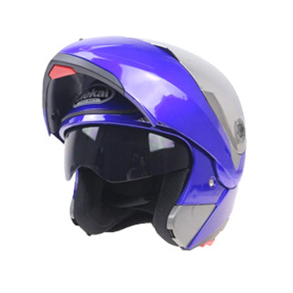 JIEKAI 105 Full Face Helmet Electromobile Motorcycle Double Lens Protective Helmet, Size: XL (Blue+Silver) - Helmets by JIEKAI | Online Shopping South Africa | PMC Jewellery | Buy Now Pay Later Mobicred