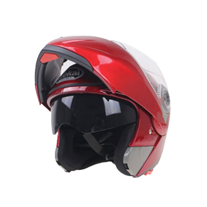 JIEKAI 105 Full Face Helmet Electromobile Motorcycle Double Lens Protective Helmet, Size: XL (Red+Transparent) - Helmets by JIEKAI | Online Shopping South Africa | PMC Jewellery | Buy Now Pay Later Mobicred