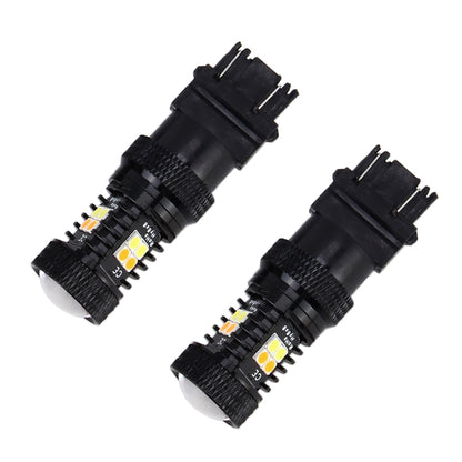 2 PCS Car Auto T25/3157 DC 12V 5W 350LM 16 SMD-3030 LED Bulbs Turn Lamp Backup Light, White + Yellow - Arrow Turn Lights by PMC Jewellery | Online Shopping South Africa | PMC Jewellery | Buy Now Pay Later Mobicred