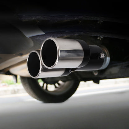 Universal Car Styling Stainless Steel Straight Double Outlets Exhaust Tail Muffler Tip Pipe(Black) - Exhaust Pipes by PMC Jewellery | Online Shopping South Africa | PMC Jewellery