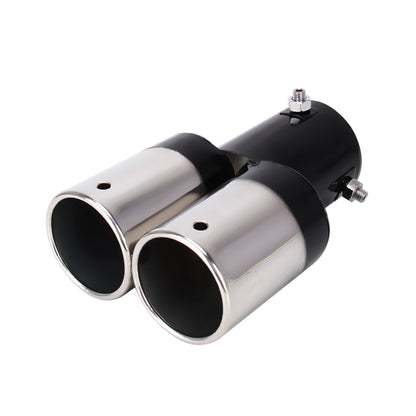 Universal Car Styling Stainless Steel Straight Double Outlets Exhaust Tail Muffler Tip Pipe(Black) - Exhaust Pipes by PMC Jewellery | Online Shopping South Africa | PMC Jewellery