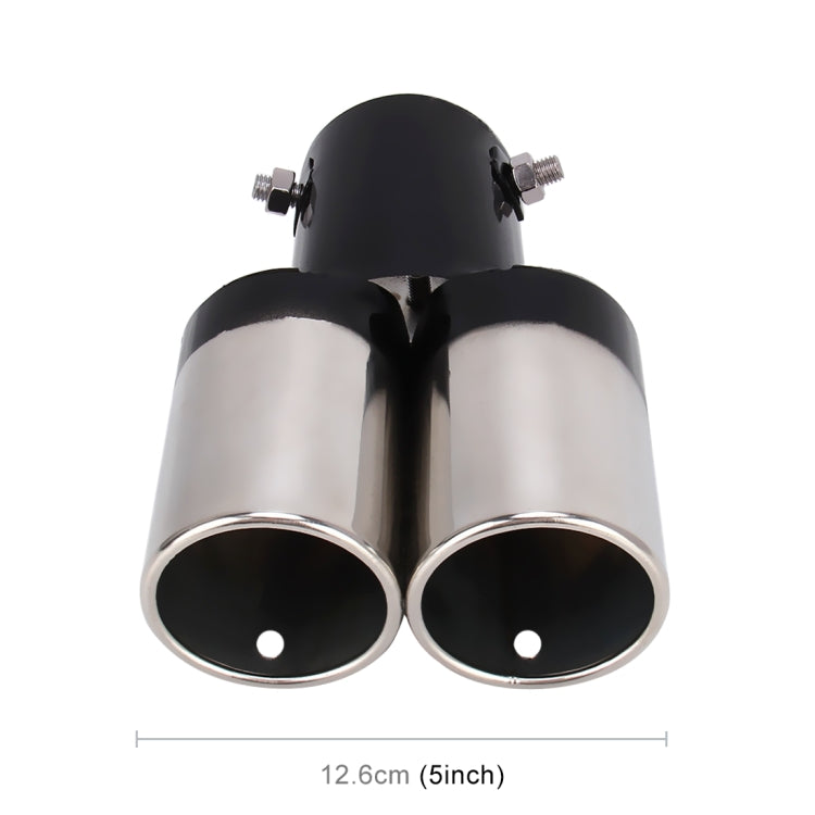 Universal Car Styling Stainless Steel Straight Double Outlets Exhaust Tail Muffler Tip Pipe(Black) - Exhaust Pipes by PMC Jewellery | Online Shopping South Africa | PMC Jewellery