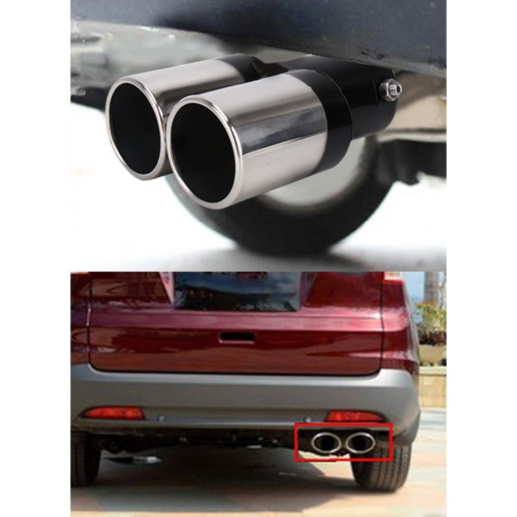 Universal Car Styling Stainless Steel Straight Double Outlets Exhaust Tail Muffler Tip Pipe(Black) - Exhaust Pipes by PMC Jewellery | Online Shopping South Africa | PMC Jewellery