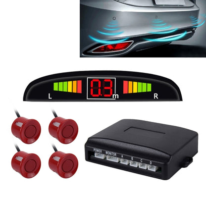 Car Buzzer Reverse Backup Radar System - Premium Quality 4 Parking Sensors Car Reverse Backup Radar System with LCD Display(Dark Red) - Radar Detectors by PMC Jewellery | Online Shopping South Africa | PMC Jewellery | Buy Now Pay Later Mobicred