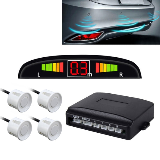 Car Buzzer Reverse Backup Radar System - Premium Quality 4 Parking Sensors Car Reverse Backup Radar System with LCD Display(White) - Radar Detectors by PMC Jewellery | Online Shopping South Africa | PMC Jewellery | Buy Now Pay Later Mobicred