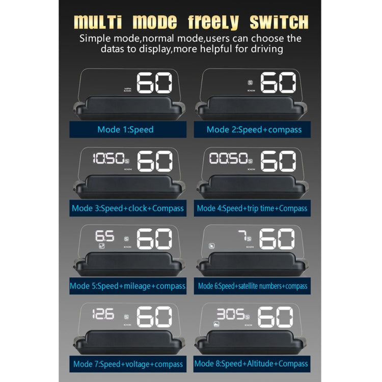 T900 Car GPS HUD Virtual HD Reflection Board Head-up Display, Speed & Driving Distance / Time Display, Over Speed & Voltage & Low Voltage Alarm, Fatigue Driving(White) - Head Up Display System by PMC Jewellery | Online Shopping South Africa | PMC Jewellery | Buy Now Pay Later Mobicred