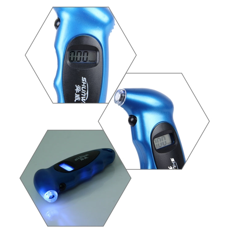 SHUNWEI SD-2802 Digital Tire Pressure Gauge 150 PSI 4 Settings for Car Truck Bicycle with Backlit LCD and Non-Slip Grip(Blue) - Tire Pressure Gauges by SHUNWEI | Online Shopping South Africa | PMC Jewellery | Buy Now Pay Later Mobicred