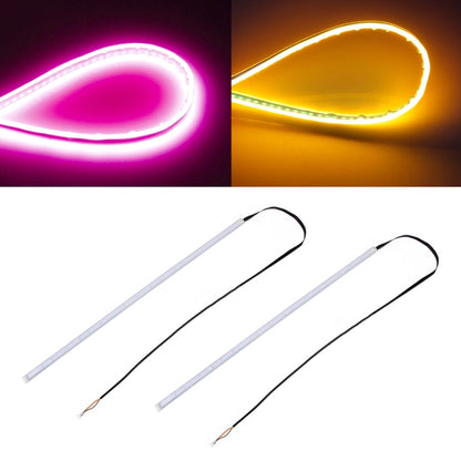 2 PCS 60cm DC12V 7.5W Ultra-thin Waterproof Car Auto Double Colors Turn Lights / Running Lights SMD-2835 LED Bulbs (Turn Lights: Yellow Light; Running Lights: Pink Light) - Running Lights by PMC Jewellery | Online Shopping South Africa | PMC Jewellery | Buy Now Pay Later Mobicred