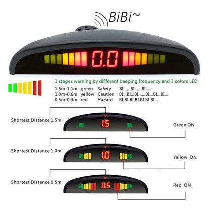 PZ316 Digital LED Crescent Shape Display Rear View Mirror Car Recorder for Truck with 4 Rear Radar - Radar Detectors by PMC Jewellery | Online Shopping South Africa | PMC Jewellery | Buy Now Pay Later Mobicred