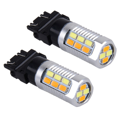 2 PCS T25-3157 6W 22 SMD-5730-LEDs White + Yellow Light Brake Light Turn Light, DC 12V - Brake Lights by PMC Jewellery | Online Shopping South Africa | PMC Jewellery | Buy Now Pay Later Mobicred