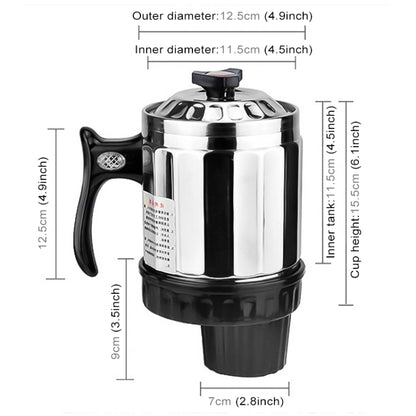 Universal DC 24V Stainless Steel Car Electric Kettle Heated Mug Heating Cup with Charger Cigarette Lighter for Car and Family, Capacity: 1000ML - Heating Cups by PMC Jewellery | Online Shopping South Africa | PMC Jewellery | Buy Now Pay Later Mobicred