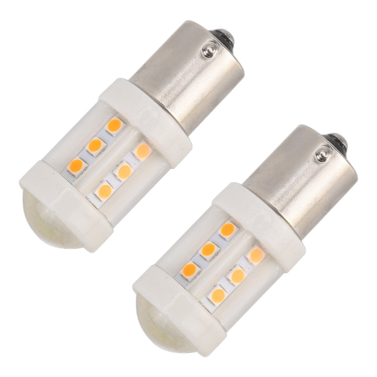 2 PCS 1156 / BA15S 4.5W DC 12V Car Auto Ceramics Turn Lights 18LEDs SMD-3030 Lamps, with Projector Lens (Orange Light) - Brake Lights by PMC Jewellery | Online Shopping South Africa | PMC Jewellery | Buy Now Pay Later Mobicred