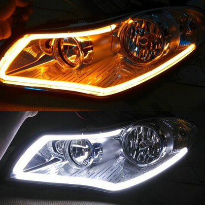 2 PCS 30cm DC12V 3.2W Ultra-thin Car Auto Double Colors Turn Lights / Running Lights (Turn Lights: Yellow Light; Running Lights: White Light) - Running Lights by PMC Jewellery | Online Shopping South Africa | PMC Jewellery | Buy Now Pay Later Mobicred