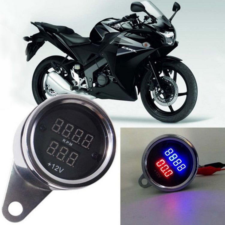 2 in 1 Universal Digital Display Waterproof LED Voltage Meter Tachometer for DC 12V Motorcycle - Electrical Instruments by PMC Jewellery | Online Shopping South Africa | PMC Jewellery