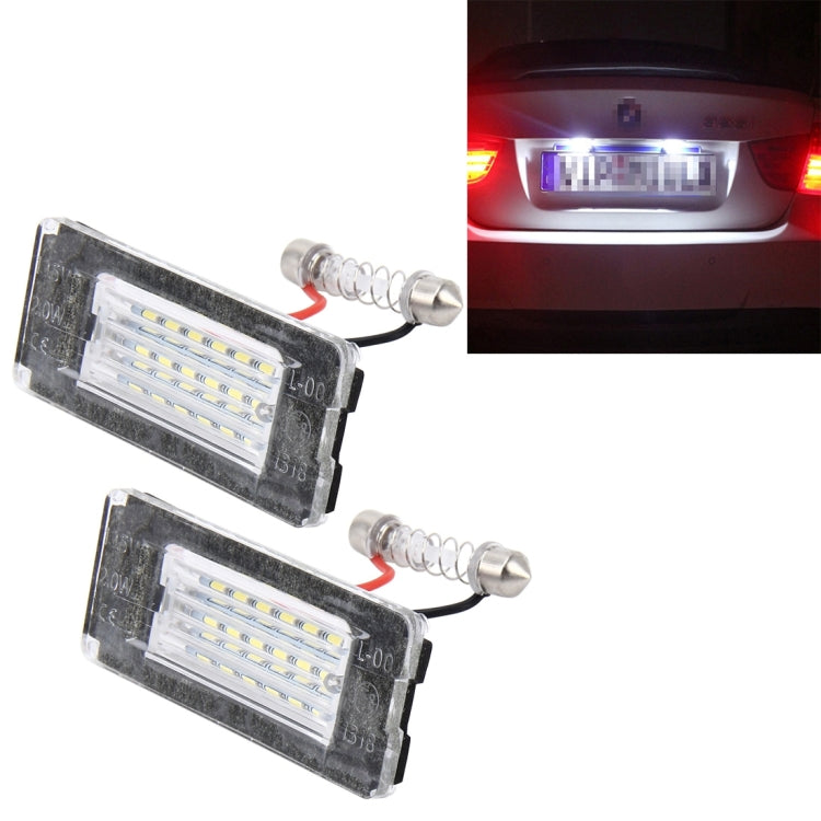 2 PCS License Plate Light with 18  SMD-3528 Lamps for BMW MINI R56,2W 120LM,6000K, DC12V (White Light) - License Plate Lights by PMC Jewellery | Online Shopping South Africa | PMC Jewellery | Buy Now Pay Later Mobicred