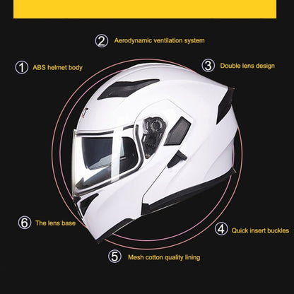 GXT Motorcycle ABS Shell Anti-fog  Double-len Inner Sun Visor Safety Helmet, Size: M(White) - Helmets by GXT | Online Shopping South Africa | PMC Jewellery | Buy Now Pay Later Mobicred