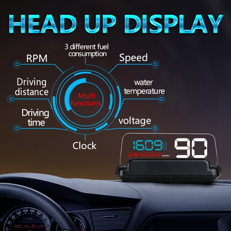 C500 Car HUD Virtual HD Projection Head-up Display, With Adjustable Reflection Board, Speed & RPM & Water Temperature & Oil Consumption & Driving Distance / Time & Voltage Display, Over Speed Alarm, Connect OBD2 Interface(Blue) - Head Up Display System by PMC Jewellery | Online Shopping South Africa | PMC Jewellery | Buy Now Pay Later Mobicred