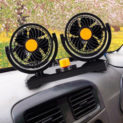 HUXIN HX-T304 10W 360 Degree Adjustable Rotation Two Head Low Noise Mini Electric Car Fan, DC 24V - Heating & Fans by PMC Jewellery | Online Shopping South Africa | PMC Jewellery | Buy Now Pay Later Mobicred