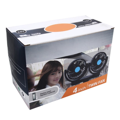 HUXIN HX-T605 7W 360 Degree Adjustable Rotation Clip Two Head Low Noise Mini Electric Car Fan with Gear Switch, DC12V - Heating & Fans by PMC Jewellery | Online Shopping South Africa | PMC Jewellery | Buy Now Pay Later Mobicred