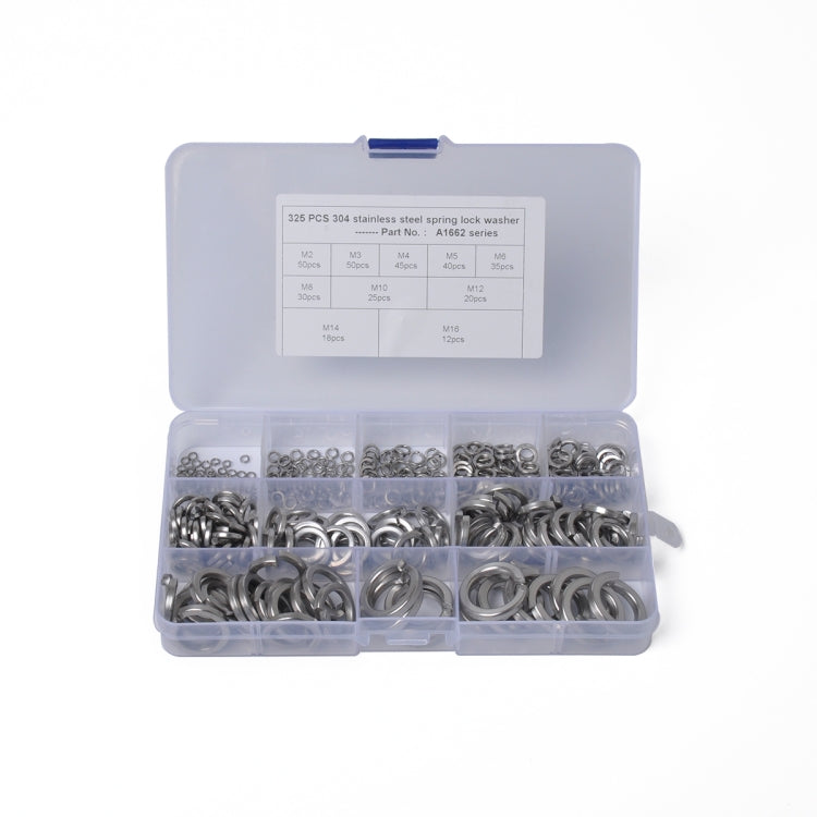 325 PCS Stainless Steel Spring Lock Washer Assorted Kit M2-M16 for Car / Boat / Home Appliance - Nuts & Bolts by PMC Jewellery | Online Shopping South Africa | PMC Jewellery