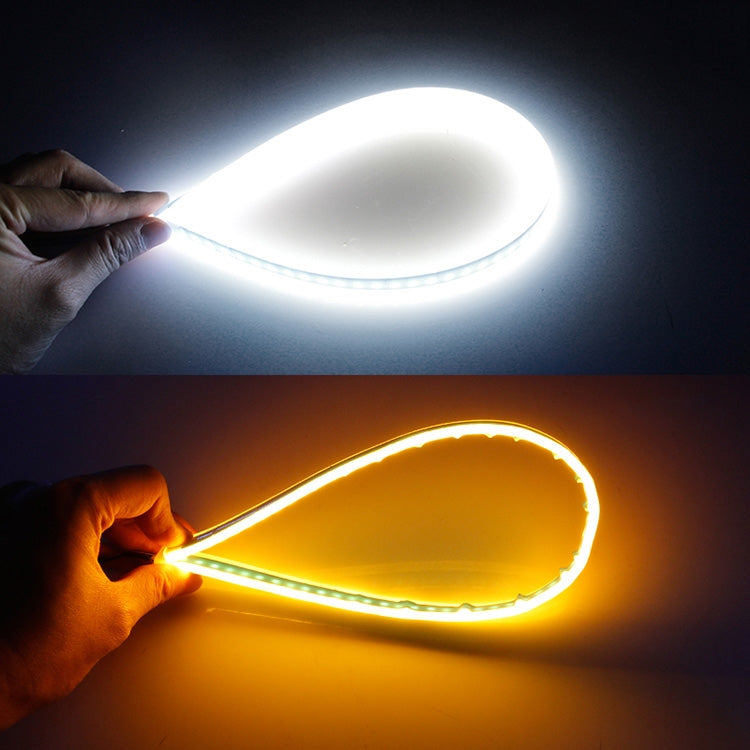 2 PCS 30cm DC12V 4.2W Ultra-thin Car Auto Double Colors Turn Lights / Running Lights, with LED SMD-2835 Lamp Beads (Turn Lights: Yellow Light; Running Lights: White Light) - Running Lights by PMC Jewellery | Online Shopping South Africa | PMC Jewellery | Buy Now Pay Later Mobicred