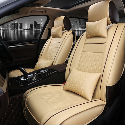 Car Leather Full Coverage Seat Cushion Cover, Luxury Version,Only One Front Seat(Beige) - Seat Accessories by PMC Jewellery | Online Shopping South Africa | PMC Jewellery | Buy Now Pay Later Mobicred