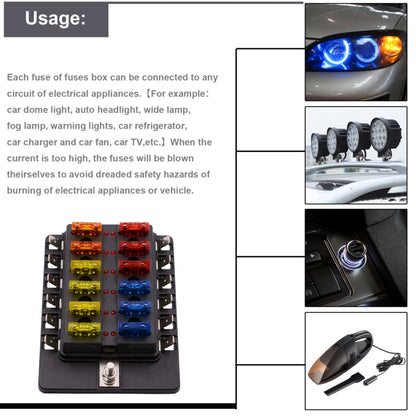 1 in 12 Out Fuse Box PC Terminal Block Fuse Holder Kits with LED Warning Indicator for Auto Car Truck Boat - Fuse by PMC Jewellery | Online Shopping South Africa | PMC Jewellery