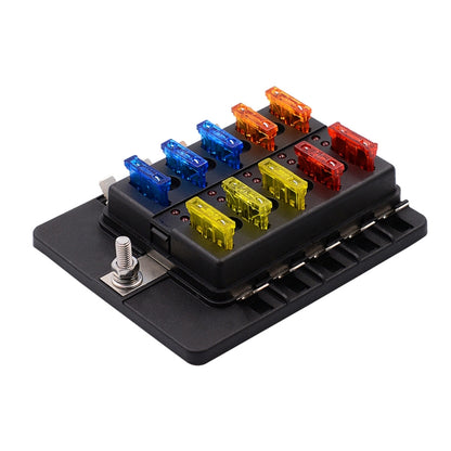 1 in 10 Out Fuse Box PC Terminal Block Fuse Holder Kits with LED Warning Indicator for Auto Car Truck Boat - Fuse by PMC Jewellery | Online Shopping South Africa | PMC Jewellery