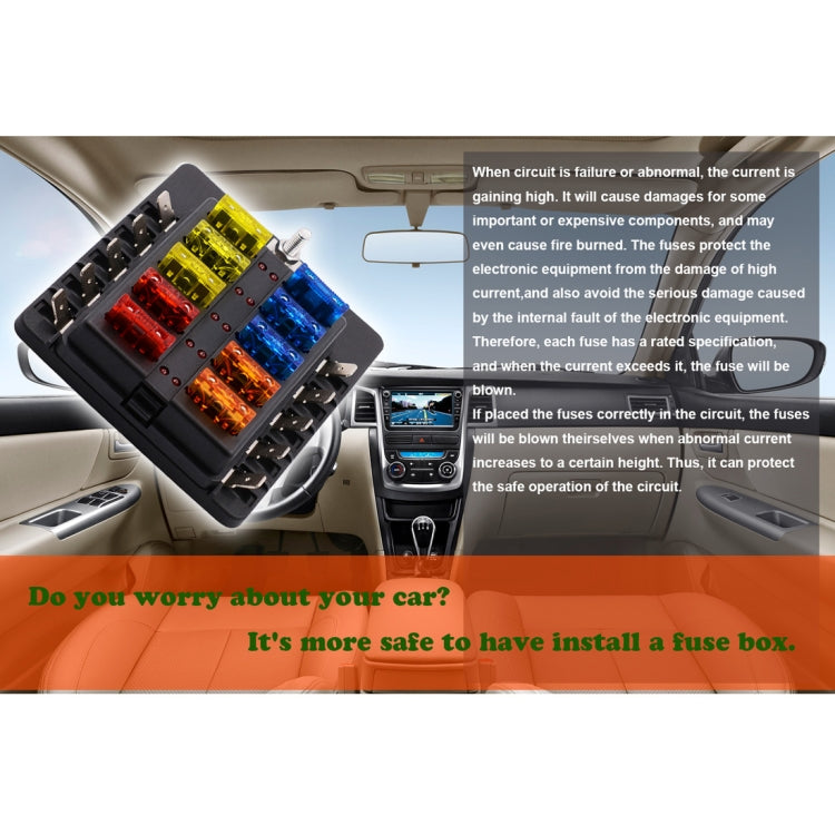 1 in 10 Out Fuse Box PC Terminal Block Fuse Holder Kits with LED Warning Indicator for Auto Car Truck Boat - Fuse by PMC Jewellery | Online Shopping South Africa | PMC Jewellery