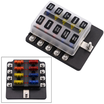 1 in 10 Out Fuse Box Screw Terminal Section Fuse Holder Kits with LED Warning Indicator for Auto Car Truck Boat - Fuse by PMC Jewellery | Online Shopping South Africa | PMC Jewellery