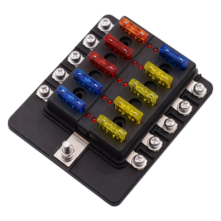 1 in 10 Out Fuse Box Screw Terminal Section Fuse Holder Kits with LED Warning Indicator for Auto Car Truck Boat - Fuse by PMC Jewellery | Online Shopping South Africa | PMC Jewellery