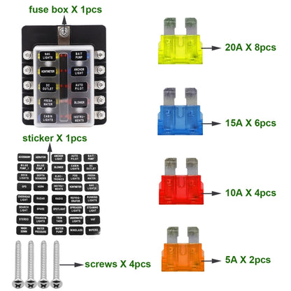 1 in 10 Out Fuse Box Screw Terminal Section Fuse Holder Kits with LED Warning Indicator for Auto Car Truck Boat - Fuse by PMC Jewellery | Online Shopping South Africa | PMC Jewellery