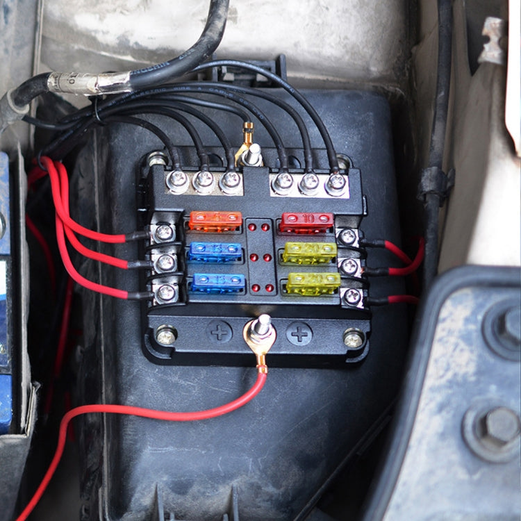 1 in 6 Out 6 Way Circuit Fuse Box Screw Terminal Section Fuse Holder Kits with LED Warning Indicator for Auto Car Truck Boat - Fuse by PMC Jewellery | Online Shopping South Africa | PMC Jewellery