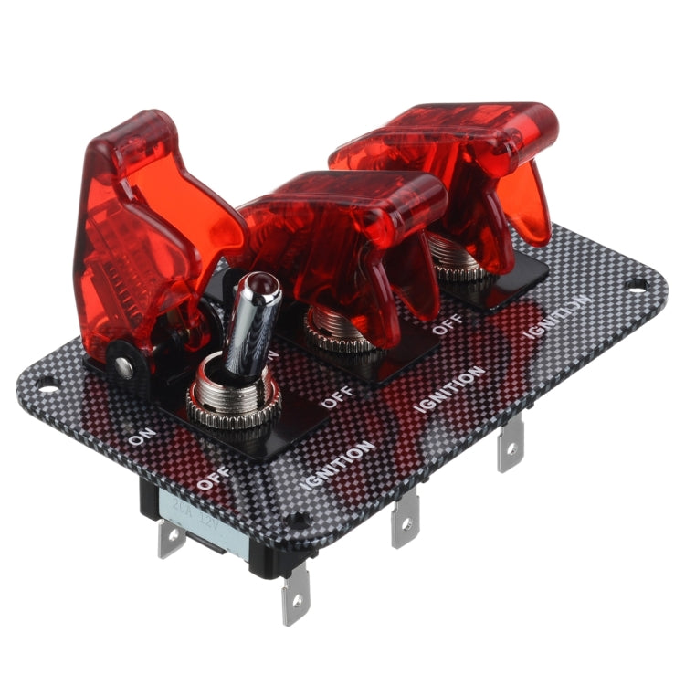 Jtron DV 12V Carbon Fiber Surface Panel Car Toggle Switch with Red LED Indicator(Red) - Car Switches by PMC Jewellery | Online Shopping South Africa | PMC Jewellery | Buy Now Pay Later Mobicred