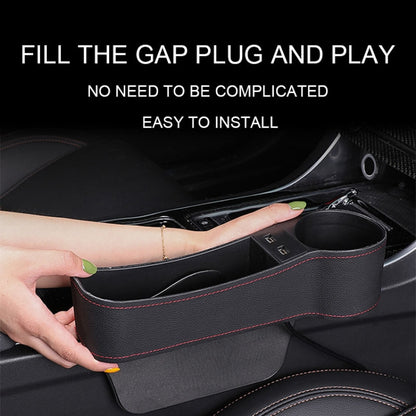 Car Multi-functional Driver Seat Console PU Leather Box Cigarette Lighter Charging Pocket Cup Holder Seat Gap Side Storage Box(Black) - Stowing Tidying by PMC Jewellery | Online Shopping South Africa | PMC Jewellery | Buy Now Pay Later Mobicred