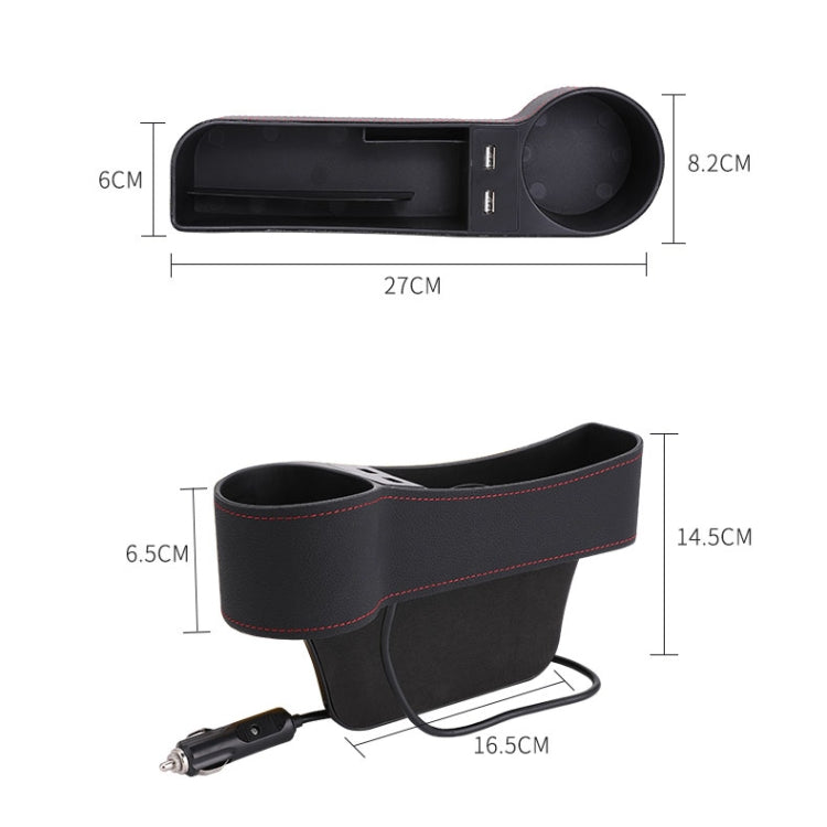 Car Multi-functional Driver Seat Console PU Leather Box Cigarette Lighter Charging Pocket Cup Holder Seat Gap Side Storage Box(Coffee) - Stowing Tidying by PMC Jewellery | Online Shopping South Africa | PMC Jewellery | Buy Now Pay Later Mobicred