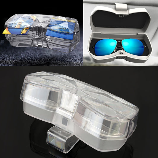 Car Multi-functional Glasses Case Sunglasses Storage Holder with Card Slot, Diamond Style (Transparent) - Sunglasses & Glasses Clips by PMC Jewellery | Online Shopping South Africa | PMC Jewellery | Buy Now Pay Later Mobicred