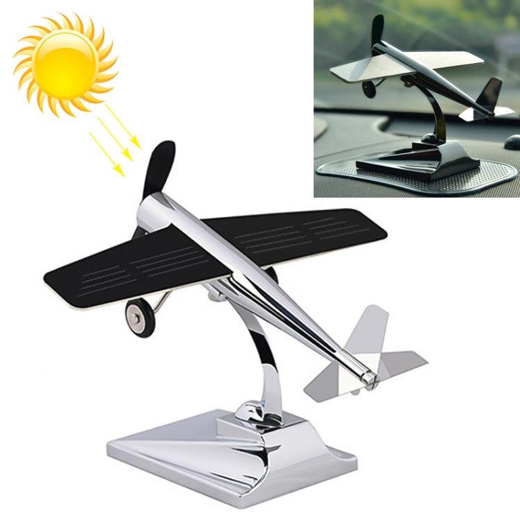 Car Interior Decoration Accessories Aircraft Model Ornaments Propeller Rotating Solar Energy Ornament (Silver) - Ornaments by PMC Jewellery | Online Shopping South Africa | PMC Jewellery | Buy Now Pay Later Mobicred