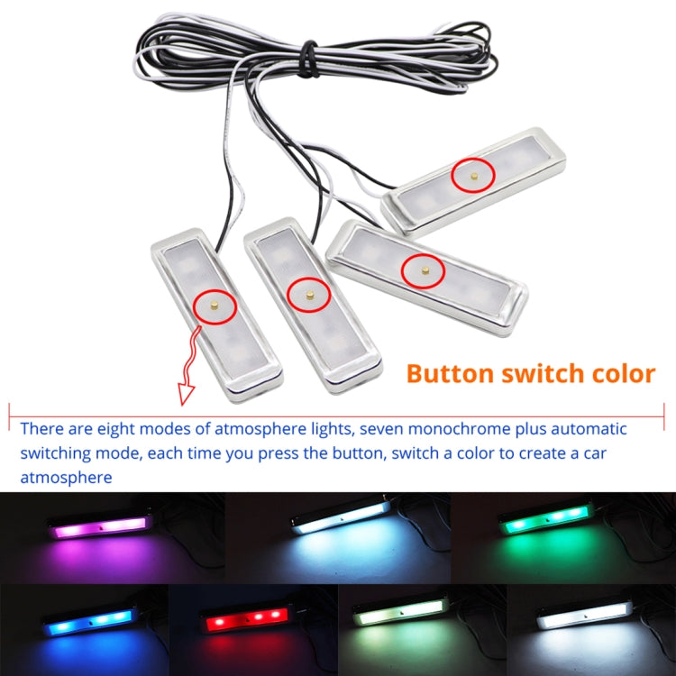 4 PCS Universal Car Colorful LED Inner Handle Light Atmosphere Lights Decorative Lamp DC12V / 0.5W Cable Length: 70cm (Colour) - Atmosphere lights by PMC Jewellery | Online Shopping South Africa | PMC Jewellery | Buy Now Pay Later Mobicred