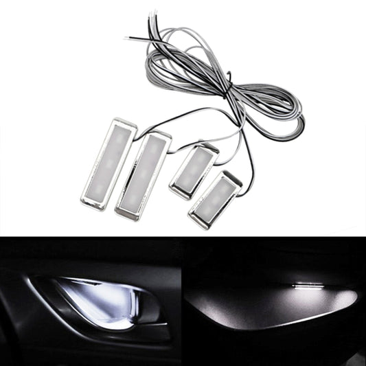 4 PCS Universal Car LED Inner Handle Light Atmosphere Lights Decorative Lamp DC12V / 0.5W Cable Length: 75cm (White Light) - Atmosphere lights by PMC Jewellery | Online Shopping South Africa | PMC Jewellery