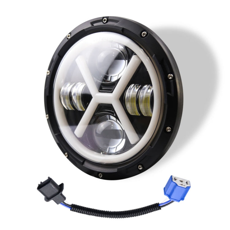 7 inch H4 DC 9V-30V 6000LM 6000K/3000K 55W IP67 4LED Lamp Beads Car Round Shape X LED Headlight Lamps for Jeep Wrangler, with Angel Eye - Work Lights by PMC Jewellery | Online Shopping South Africa | PMC Jewellery | Buy Now Pay Later Mobicred