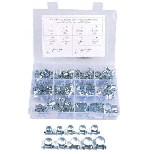 84 PCS 10 Size Mini Hydraulic Hose Clamps O-Clips Pipe Fuel Air, Inside Diameter Range: 7-18mm - Booster Cable & Clip by PMC Jewellery | Online Shopping South Africa | PMC Jewellery | Buy Now Pay Later Mobicred