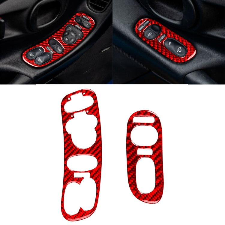 2 in 1 Car Carbon Fiber Door Control Panel Memory Seat Sticker Set for Chevrolet Corvette C5 1998-2004, Left Drive (Red) - Car Interior Mouldings by PMC Jewellery | Online Shopping South Africa | PMC Jewellery | Buy Now Pay Later Mobicred