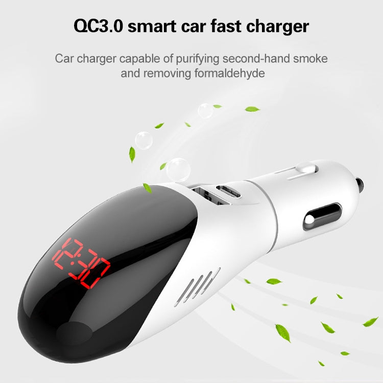 Multifunctional Formaldehyde Removal Air Purifier QC3.0 Car Phone Charger Display Screen (White) -  by PMC Jewellery | Online Shopping South Africa | PMC Jewellery | Buy Now Pay Later Mobicred